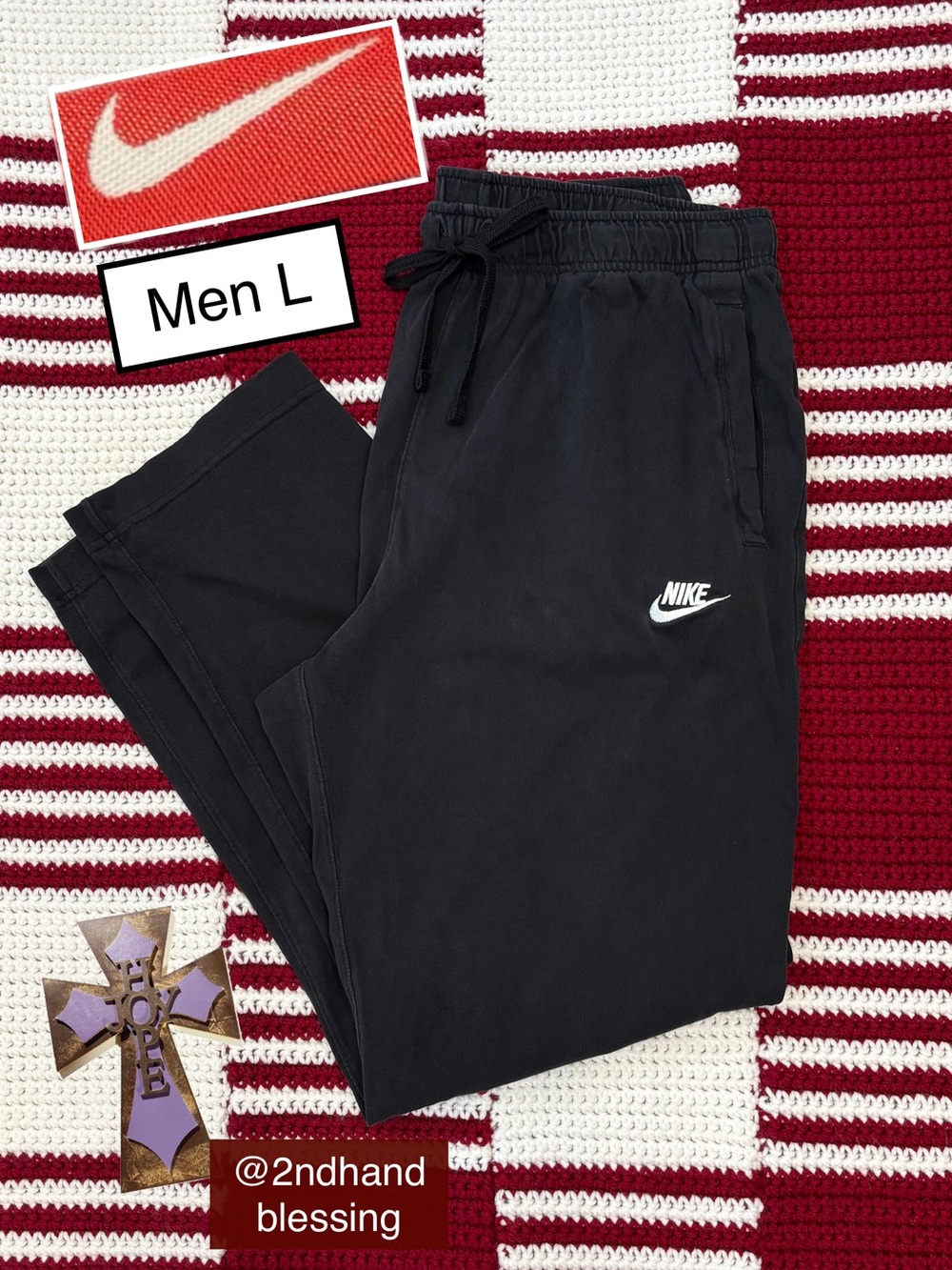 Nike Men’s Logo Embroidered Sports Training Open Hem Pants Sz L Black BV2766-010